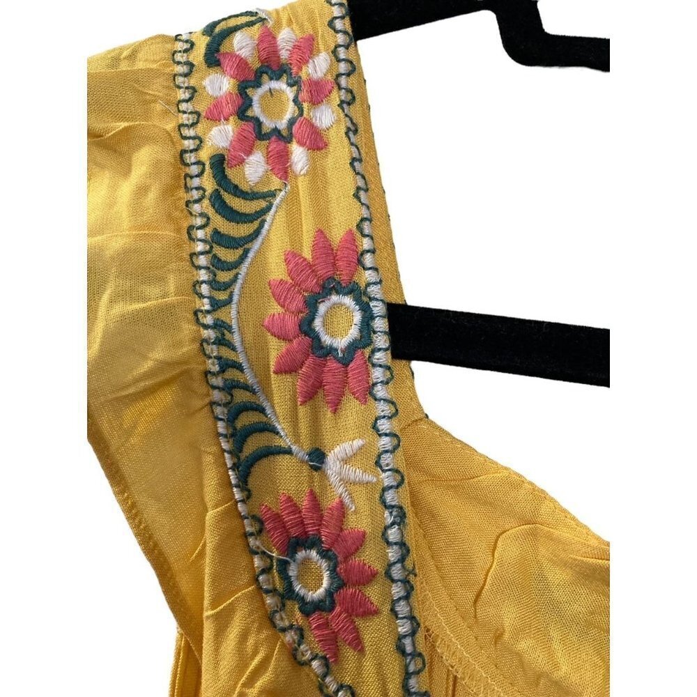 NWT Max Studio Womens Yellow Embroidered Floral Maxi Dress Medium - Picture 4 of 5